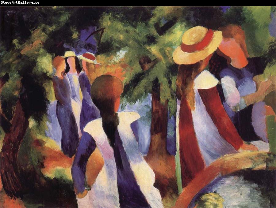 August Macke Girls Amongst Trees